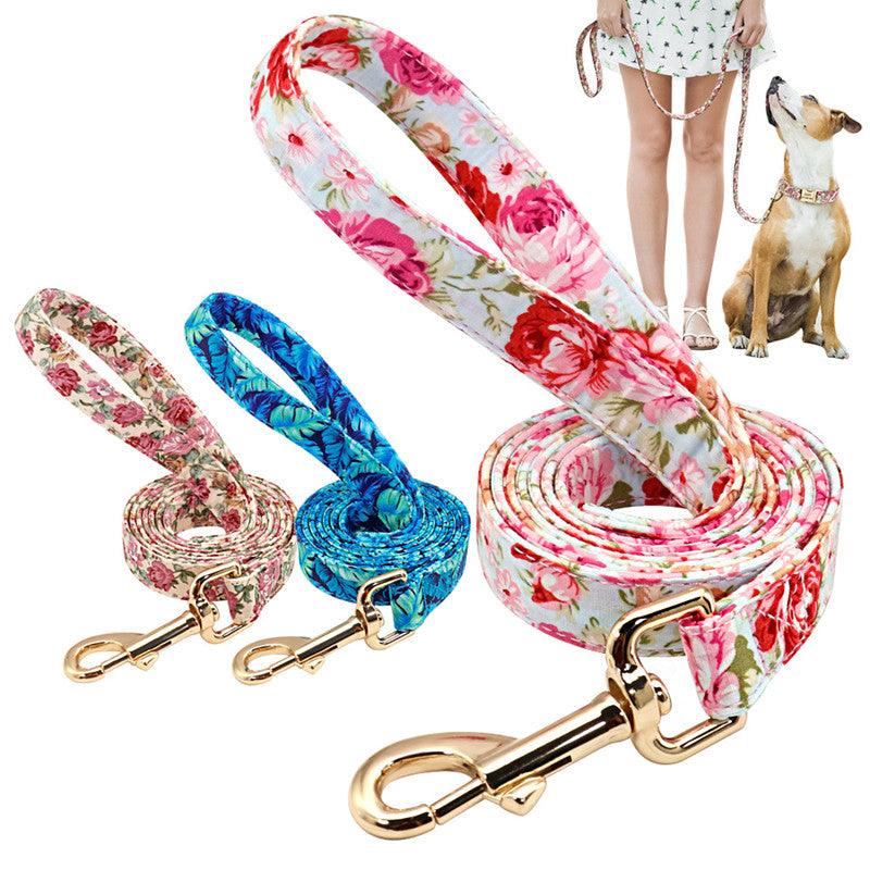 Nylon Floral Dog Walking Rope - Stylish And Sturdy Leash For Your Pup