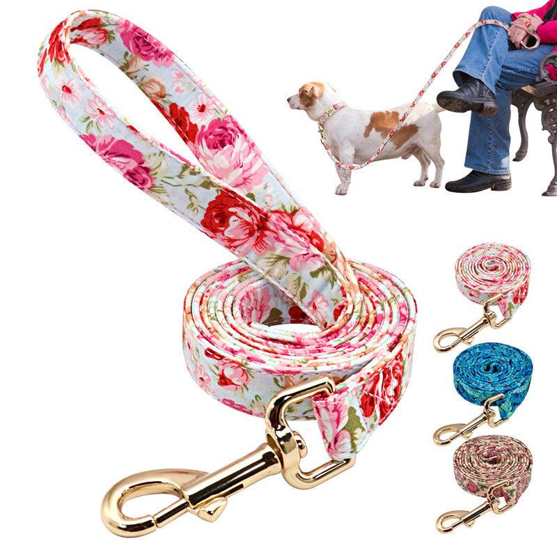 Nylon Floral Dog Walking Rope - Stylish And Sturdy Leash For Your Pup