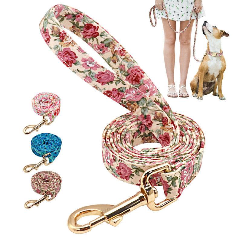 Nylon Floral Dog Walking Rope - Stylish And Sturdy Leash For Your Pup