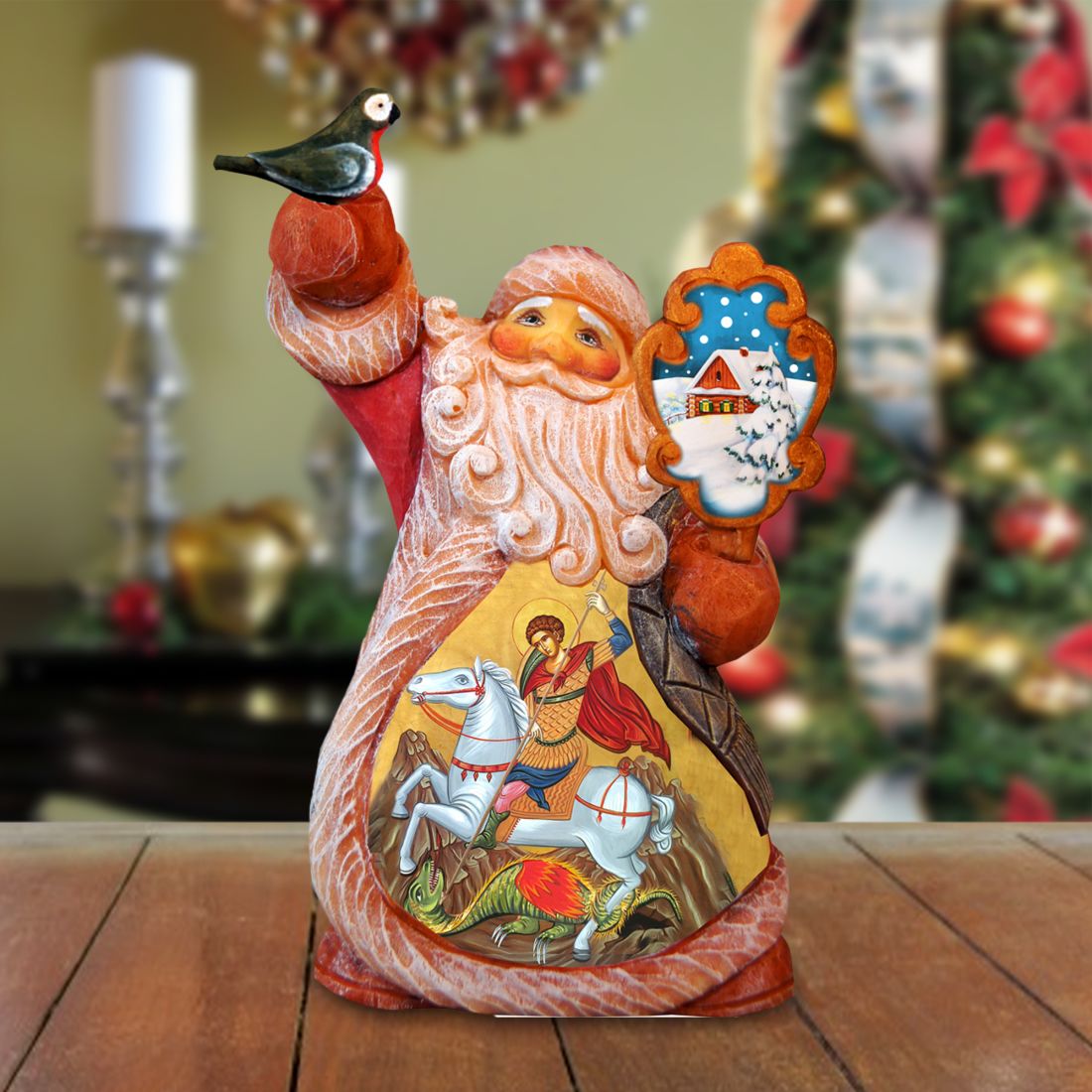 Saint George Tiny Tale Santa Christmas Figurine by G. DeBrekht - Christmas Santa Snowman Decor - 561634