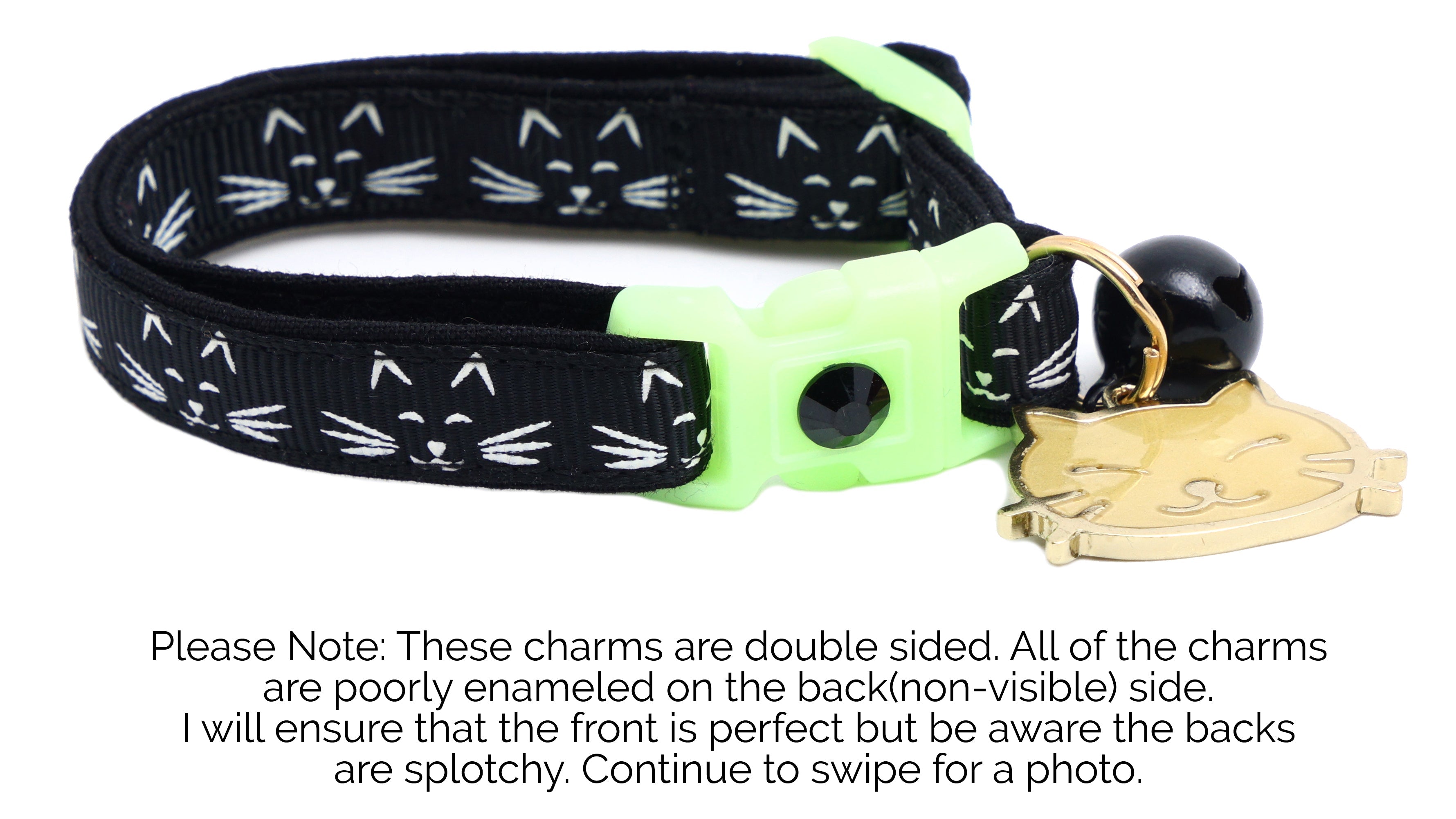 Glowing Cat Faces Breakaway Cat Collar
