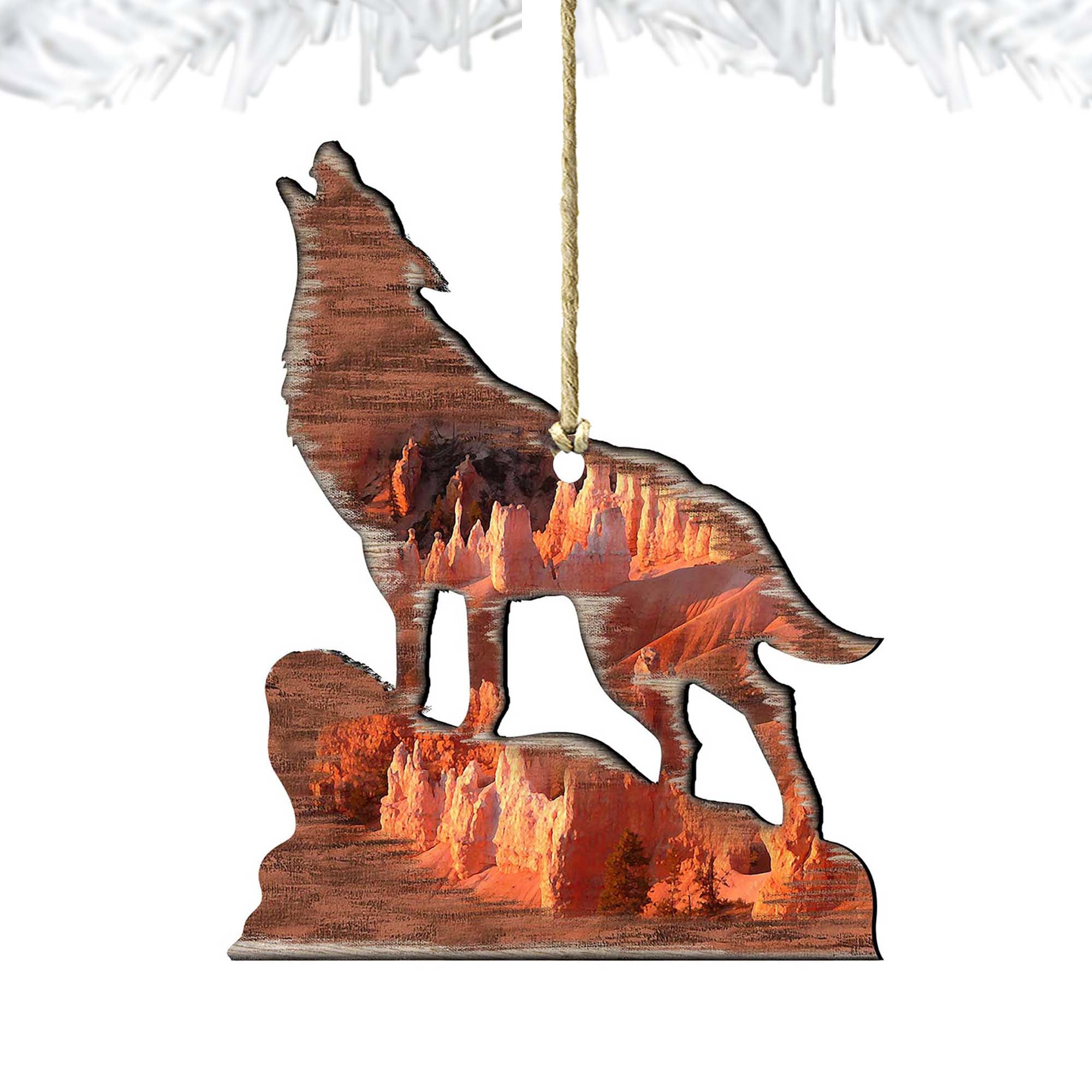 Howling Wolf Wooden Ornaments by Nature Wonders - Wildlife Holiday Decor - 8198227-3